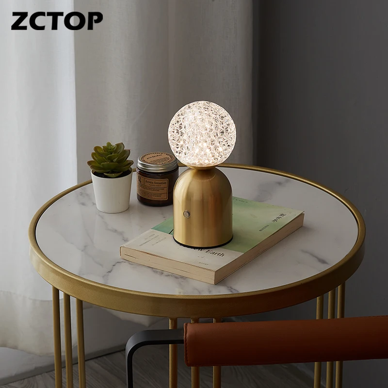 LED Table Light With Touch Switch Bedroom Bedside Lamp 3W Indoor Decor Night Light Lighting Fixture Copper And Acrylic Materials