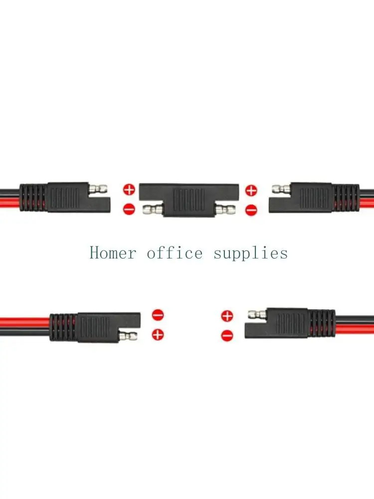 K43B SB50 to SAE Battery Charging Cable with Red and Black PVC-Sheathed Cord, Visible Polarity Marking, and Separate Power