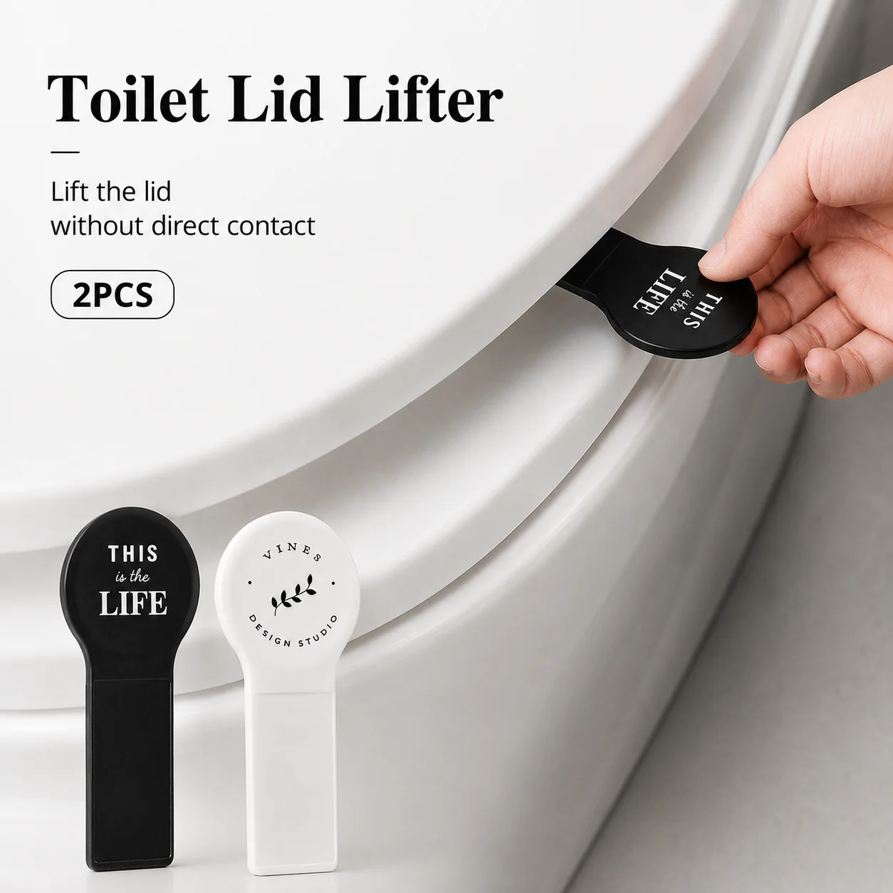 2PCS Toilet Lid Lifter Self Adhesive Toilet Seat Handle No Direct Contact Bathroom Toilet Cover Lifting Handle Grip Accessory