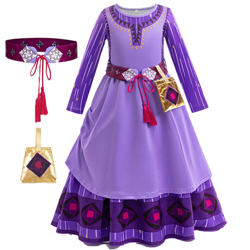 Movie Wish Christmas Costumes for Kids King Magnifico Role Play Queen Asha Dahlia Birthday Party Dress Carnival Cosplay Clothing