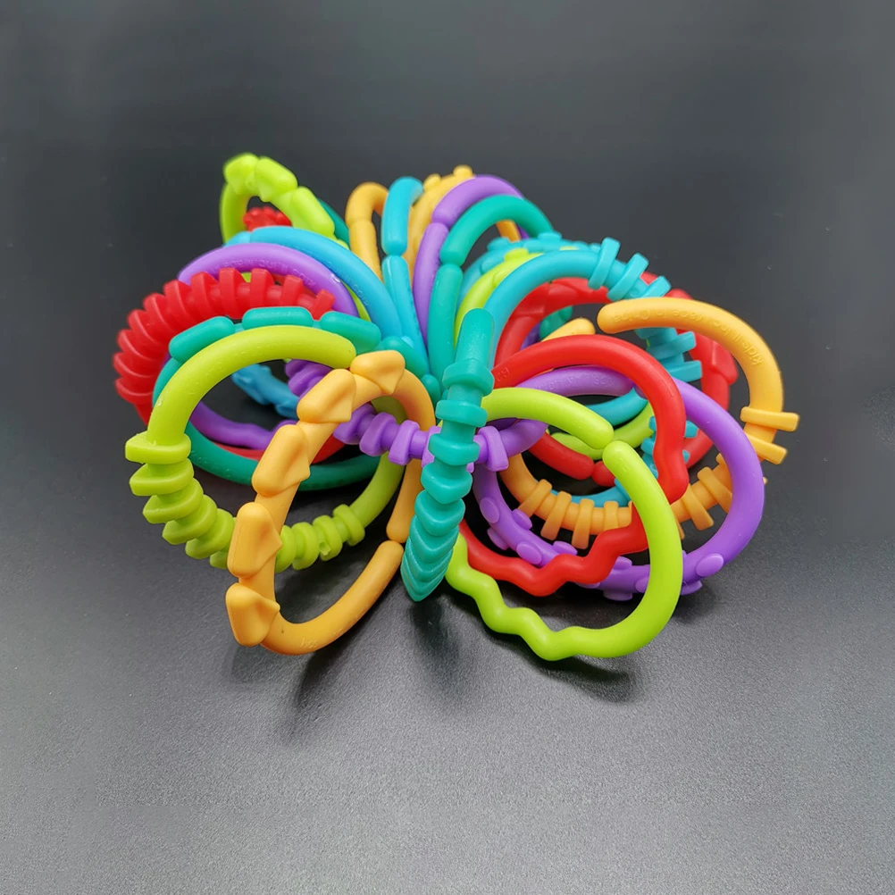 24 szt. Pierścieni do chwytania dla niemowląt, wysokiej jakości plastikowe złączki do zawieszania na wózku, łóżeczku, do zabaw edukacyjnych, na siatkę gimnastyczną, do fotelika samochodowego, na pieluchy