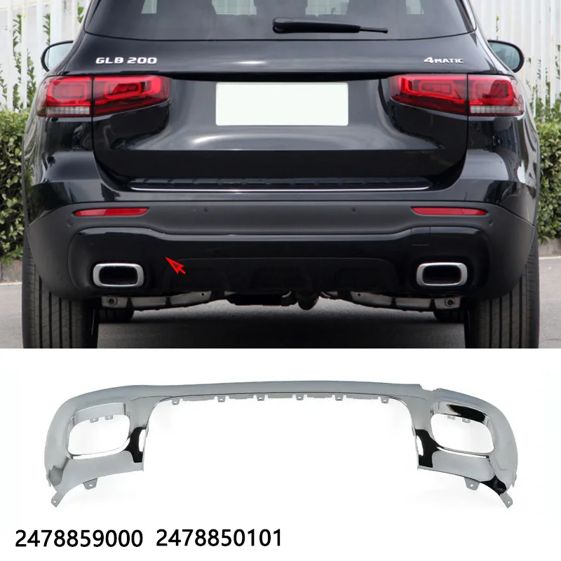 Rear Bumper Chrome Trim Chromium Styling A2478859000 A2478850101 Spoiler Diffuser Accessories For Mercedes Benz GLB W247 X247