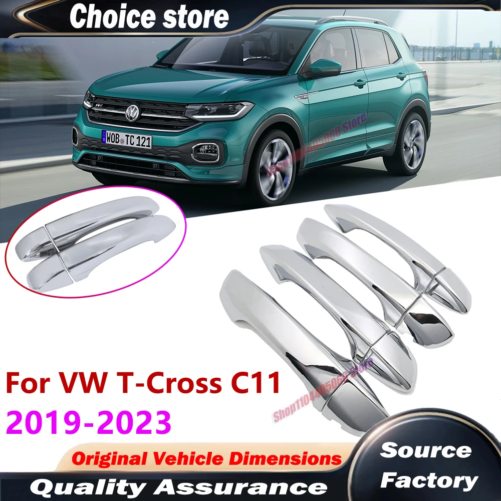 Для VW Volkswagen T-Cross C11 Taigun 2019-2023: Хромированные накладки на ручки дверей автомобиля, декоративные крышки-заглушки, молдинги