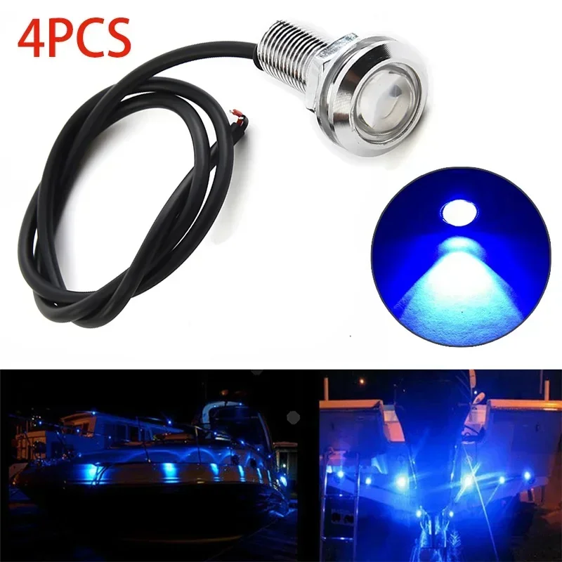 4pcs DC 12V Marine Boat Transom LED Stern Light Blue LED Tail Lamp Yacht Accessory Blue Underwater Lamp Boat Light