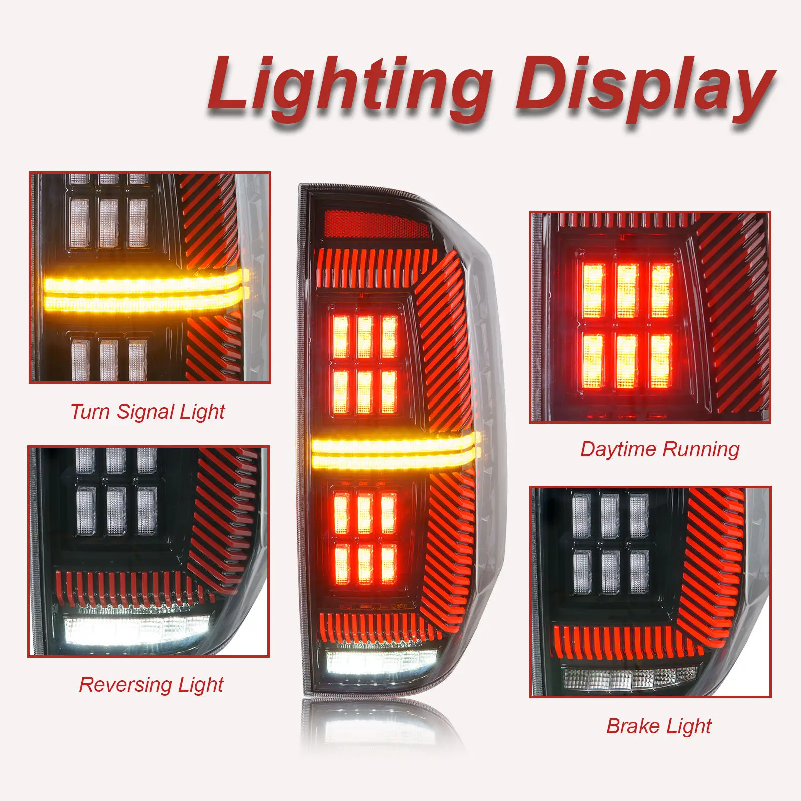 LED Tail Light for Toyota Tundra 2014 -2020 Start Up Sequence Sequential Turn Signal Brake Reverse Lights