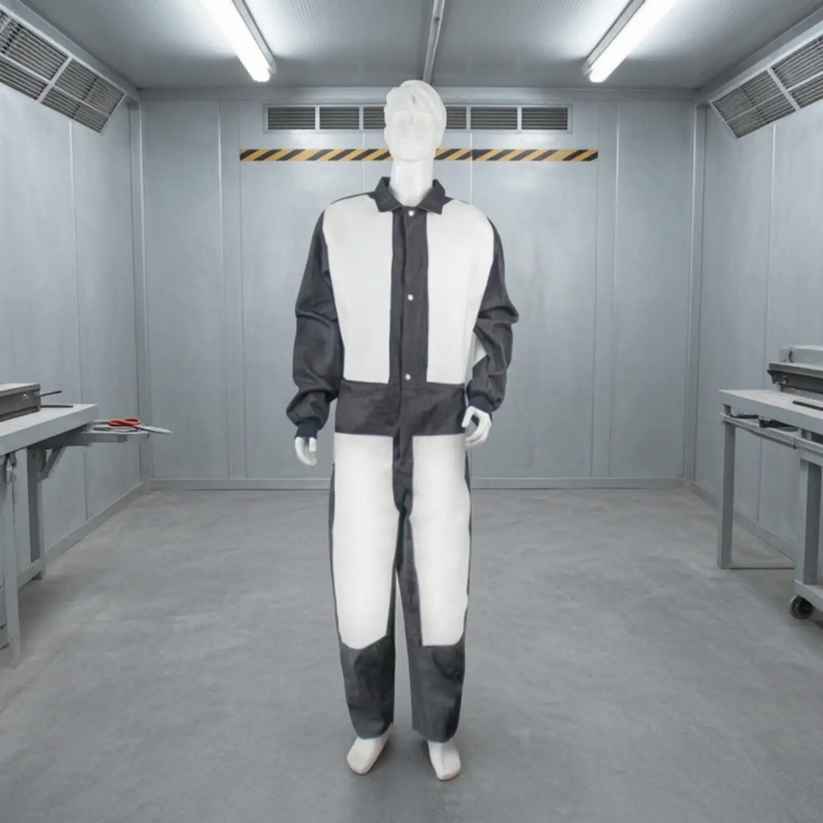 Protective Coverall Industrial Grade Denim Leather Armored Work Suit Erosion and Friction Resistant for Sandblasting