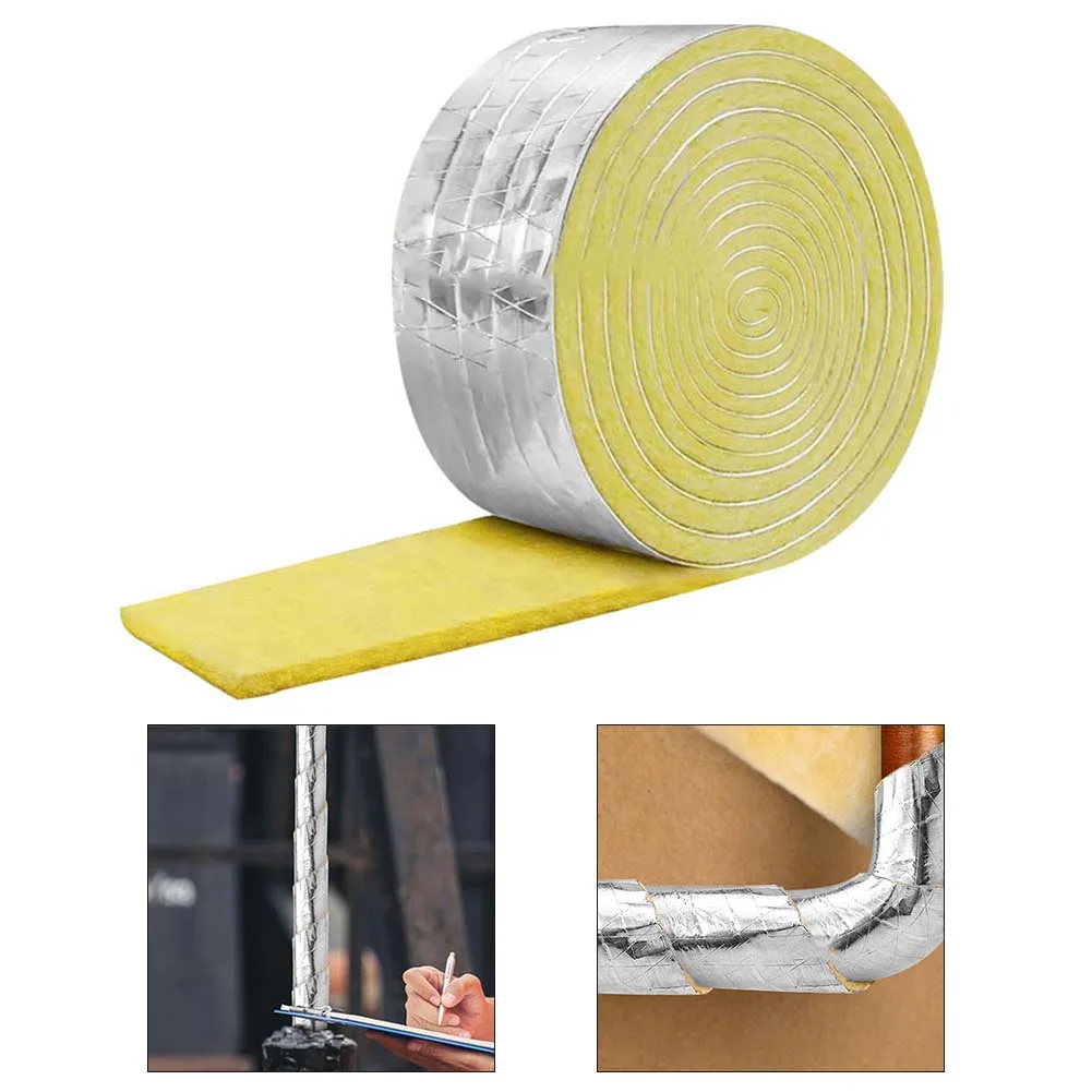 1 Roll 32.8 Feet Foiled Back Fiberglass Pipe Insulation Wrap For Outdoor Indoor Pipe For Plumbing HVAC And Mechanical Systems