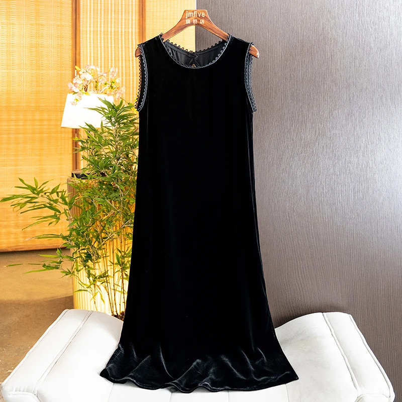 New Chinese-Style High-End Silk Velvet Dress with a Socialite Vibe for Women, 2026 Summer New Bow-Knot Long Dress for Women