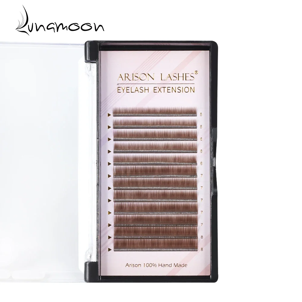 12 Rows Brown Eyebrow Extension 0.07 5/6/7/8mm Makeup Professional False Eyelash Extension Soft Individual Natural For Whosale