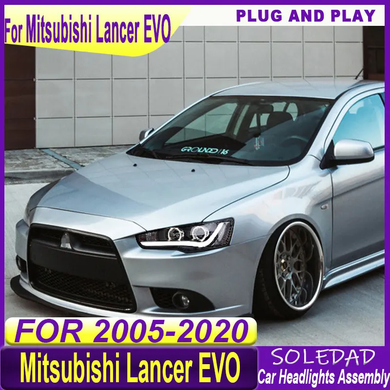 Car Head Lamps Assembly  For Mitsubishi Lancer EVO X 2009-2016 Upgrade Modified LED Headlights Dynamic Turn Signal Lamp