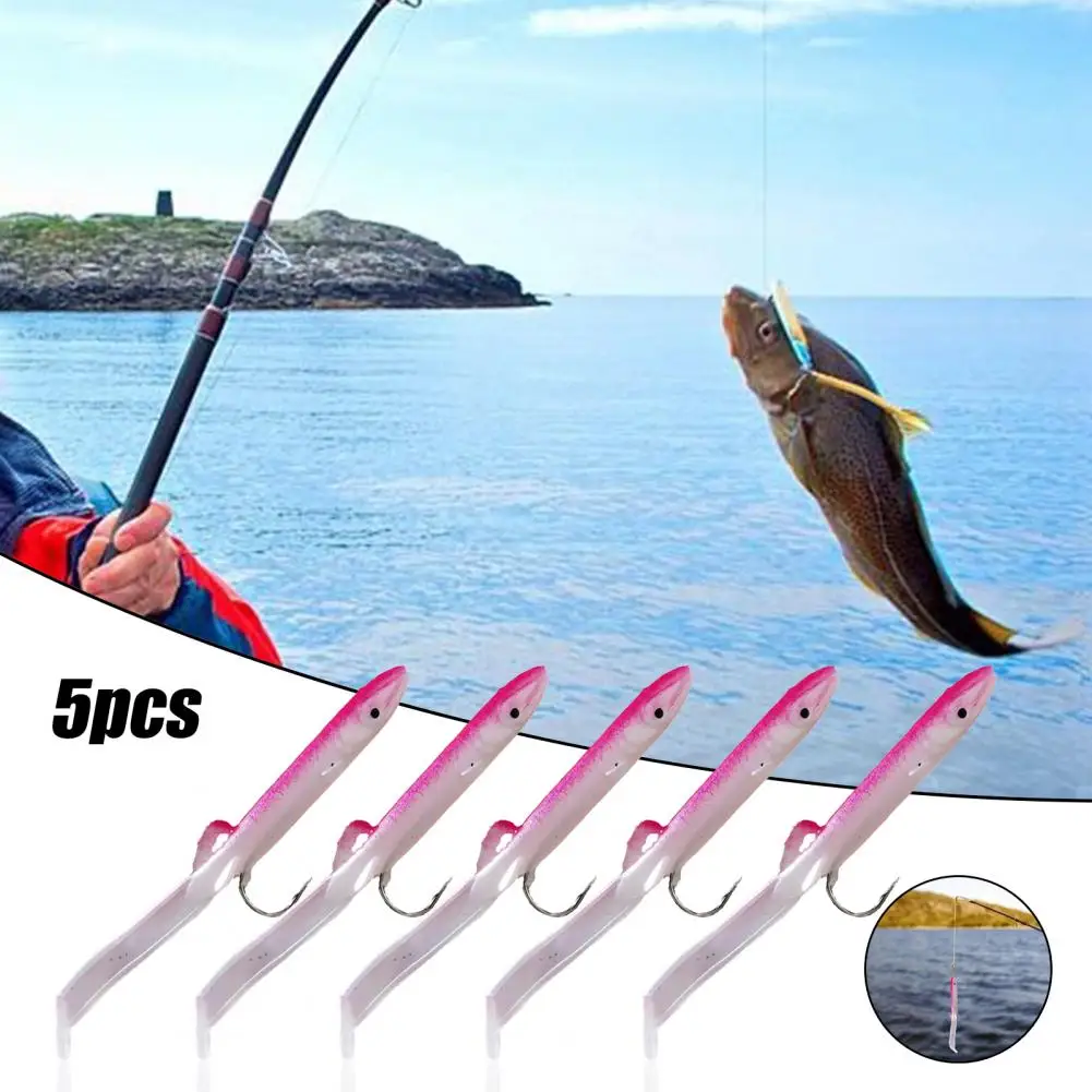 5Pcs/Pack 12cm/4.2g PVC Fishing Lure Lightweight Pesca Peche Tackle Wobblers Fish Lures Artificial Eel Bait for Sea Fishing