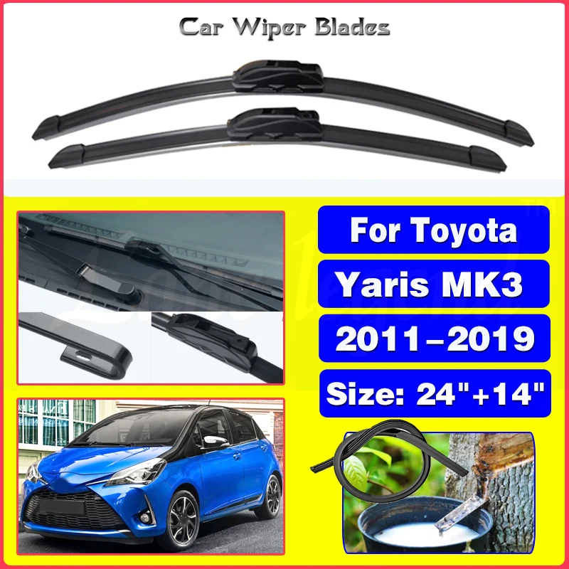 Car Wiper For Toyota Yaris MK3 2011-2019 Front Wiper Blades Soft Rubber Windscreen Wipers Auto Windshield 24