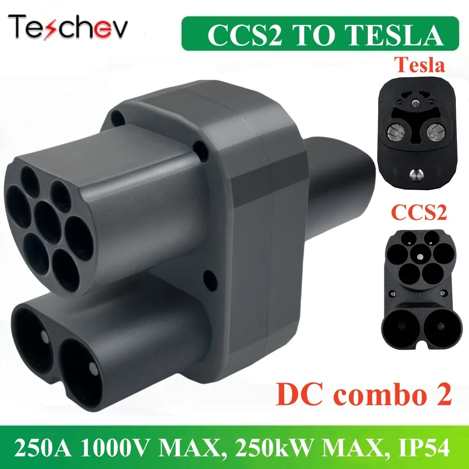 Teschev CCS2 naar Tesla EV Charger Adapter 250A 1000 V Elektrisch Voertuig DC Laadstation CCS2 Naar Tesla Converter dc combo 2
