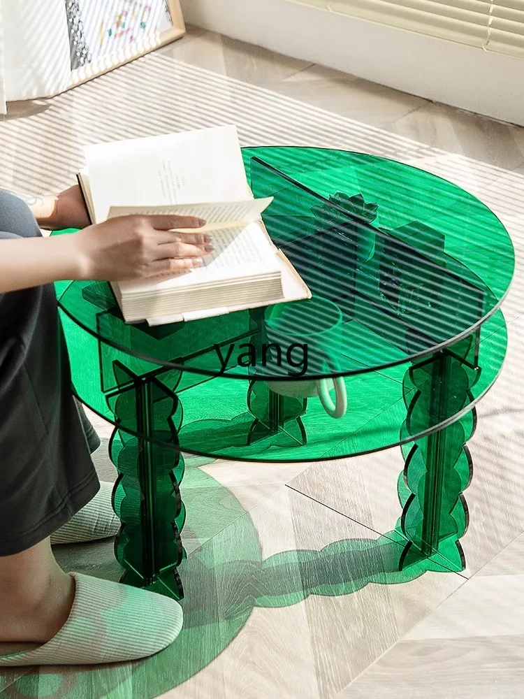 Yjq Light Luxury Side Table Transparent Acrylic Creative Double Layer Corner Table Household Storage round