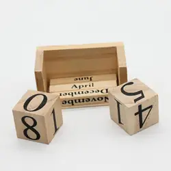 Compact Desk Calendar Rustic Wooden Blocks Perpetual Calendar for Home Office Decor Farmhouse Style Month Date Display