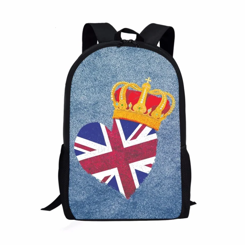 Tas sekolah motif pola singa dengan bendera UK, tas ransel kapasitas besar untuk anak sekolah laki-laki dan perempuan, tas buku anak-anak pelajar