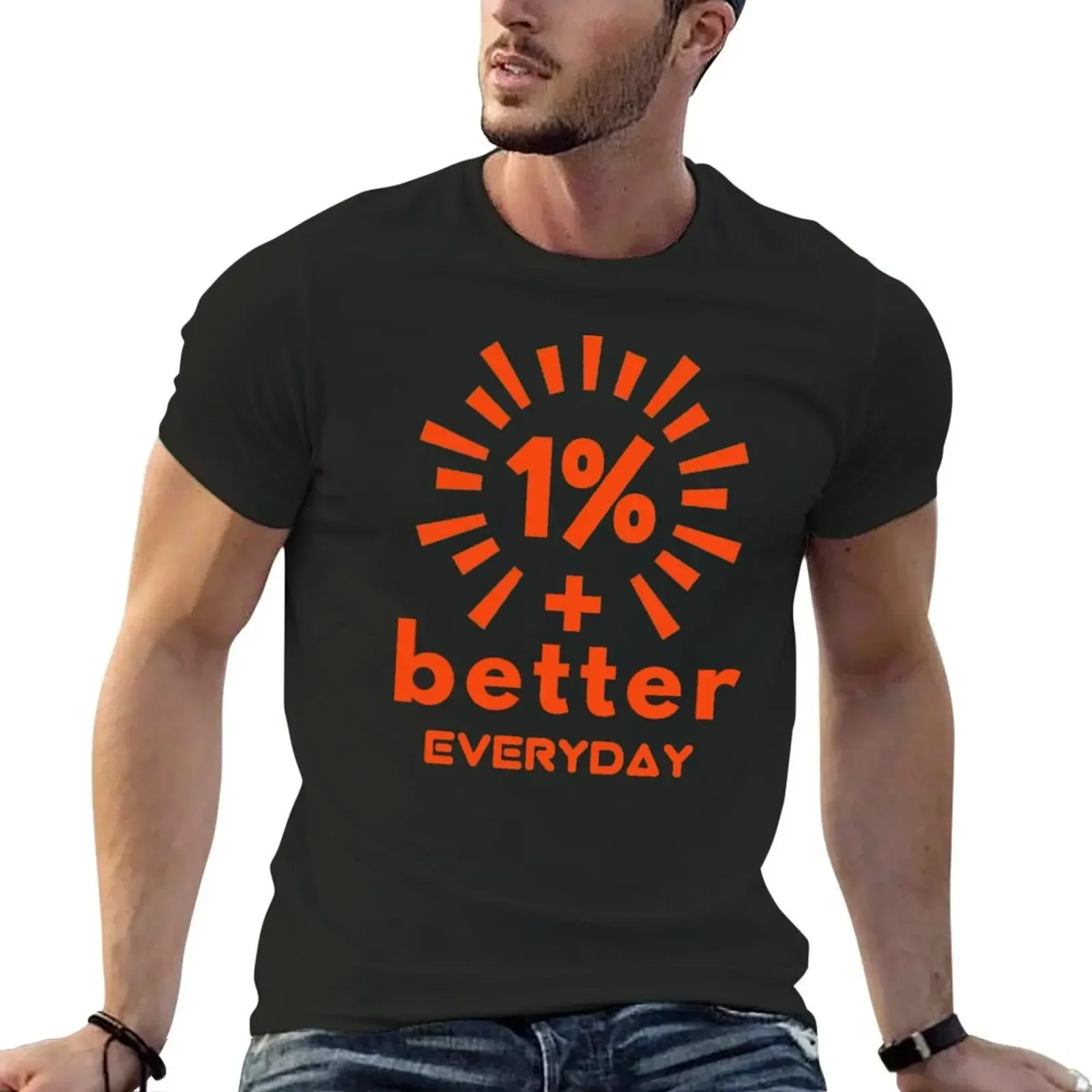 ONE PERCENT BETTER EVERYDAY T-Shirt oversized graphic tee shirt cute tops korean fashion anime shirts men