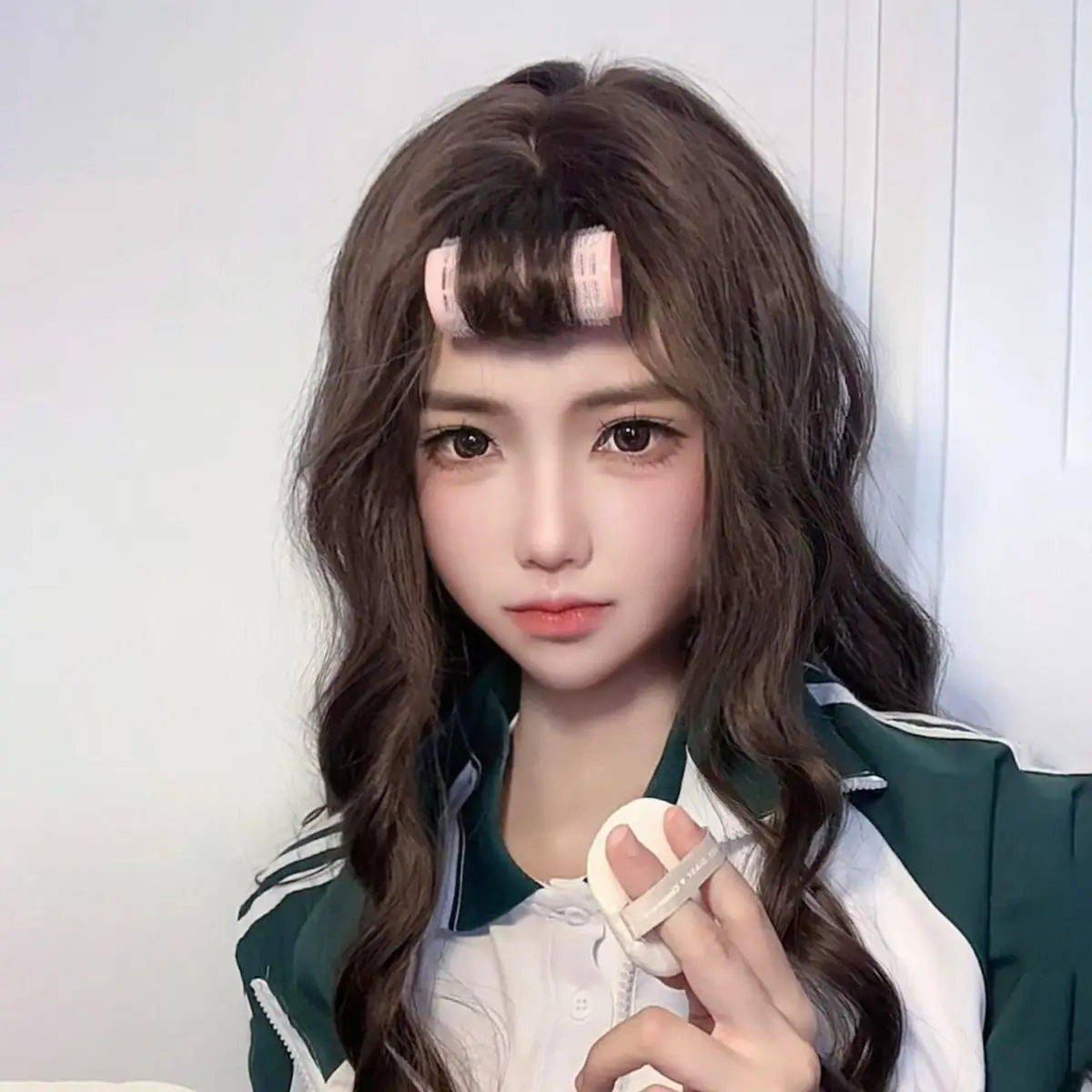 Peluca de cosplay de Zhang Xianjing "After School Wait for Me", peluca completa rizada larga en blanco universal con pelo con textura ondulada grande