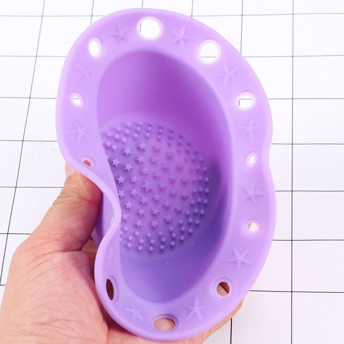 1pc escova de silicone limpador ferramentas de lavagem cosméticos maquiagem escova titular purificador placa pinceles almofada de limpeza (roxo)