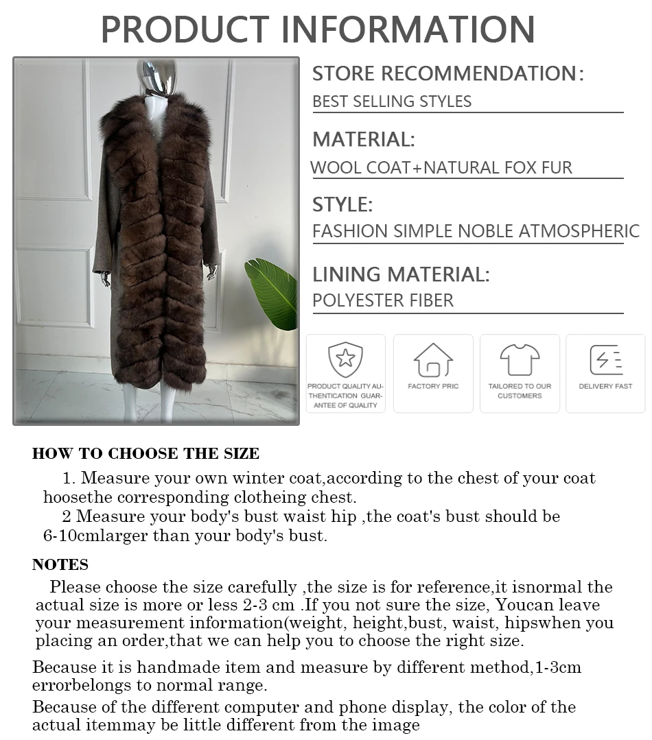 Luxury Wool Trench Coats ที่ถอดออกได้ Fox Fur Collar ขนสุนัขจิ้งจอกจริง Jacket Lady ใหม่ในแจ๊กเก็ตฤดูใบไม้ร่วง