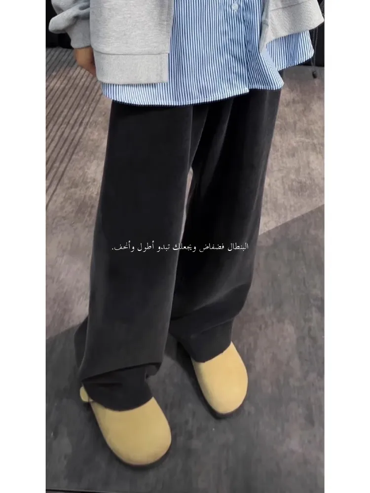 

Waed Fce Lined Wide Leg Casual Pants Men's Autumn Winter Cleanfit Drapey Loose Fit American Sle Long Trousers