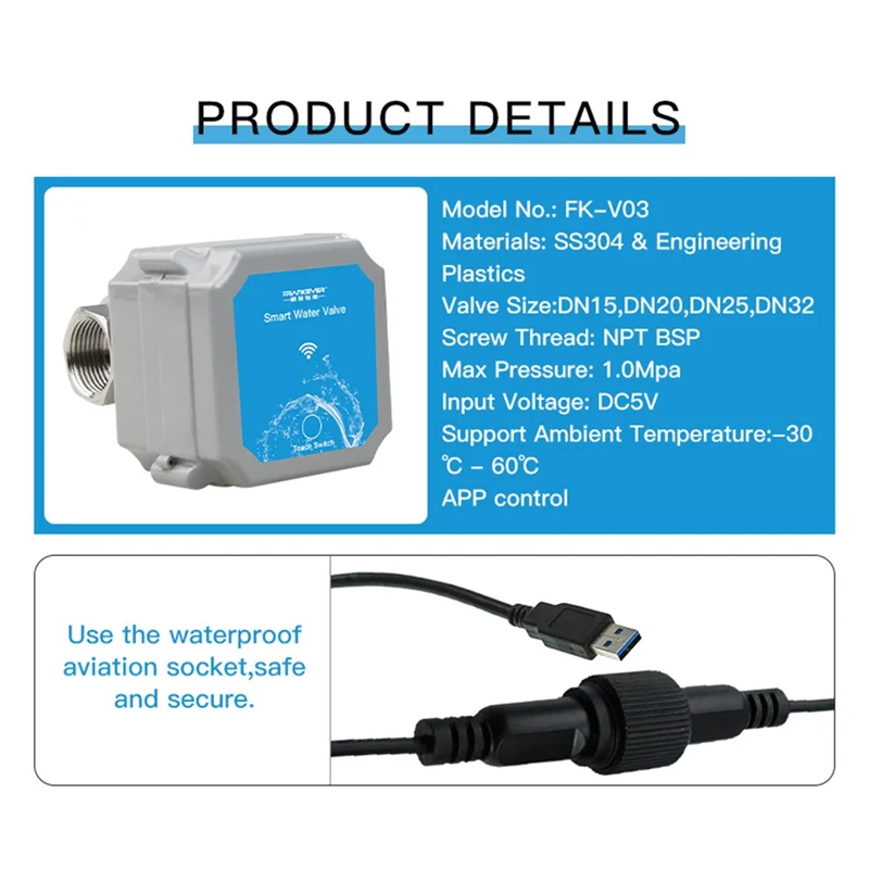 B29C-Tuya Wifi Intelligent Water Ball Valve Shut Close Rate 0% To 100% Garden Smart Life Faucet Automation Voice Control,DN20