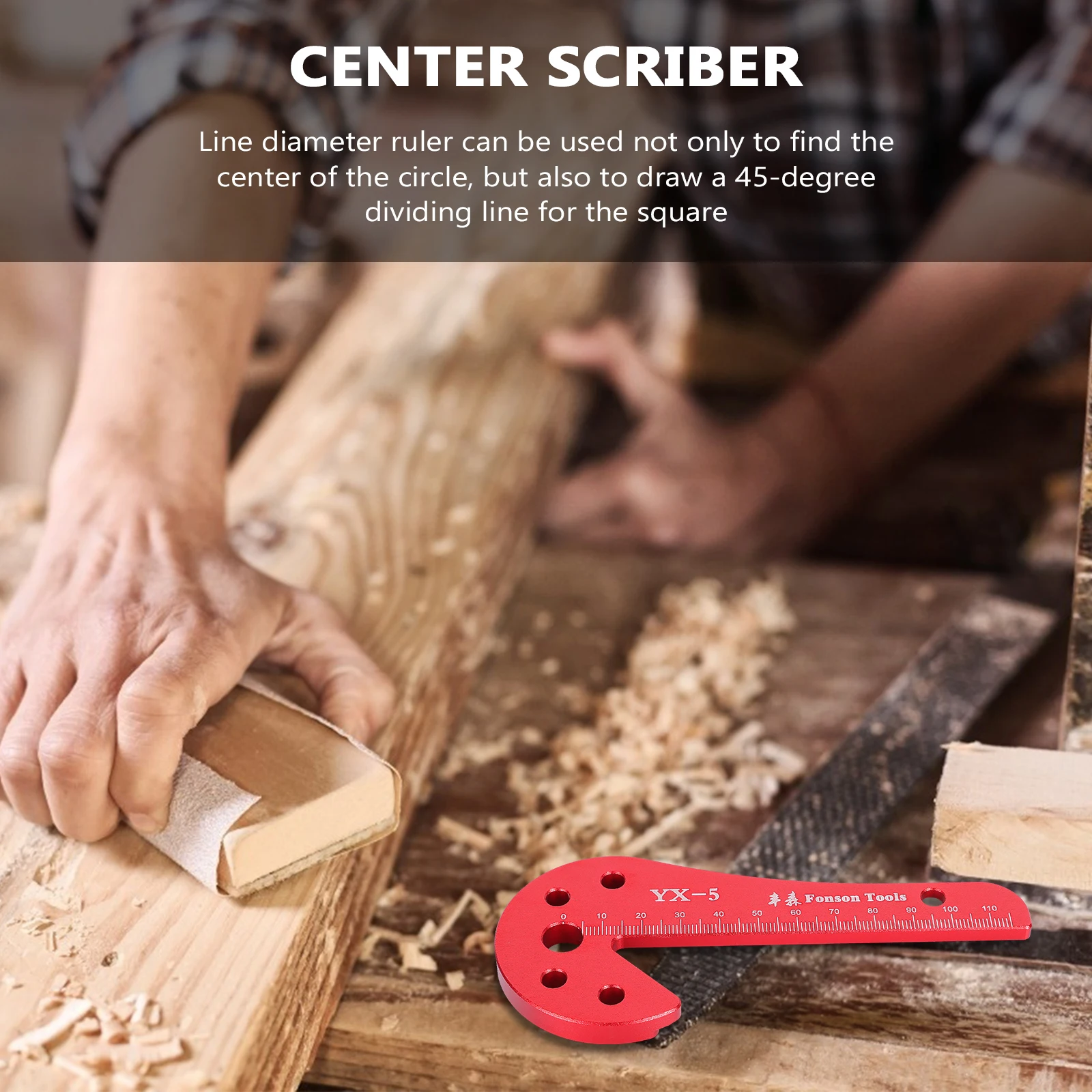 Woodworking Center Scriber 45 90 Degree Aluminum Alloy Marking Gauge for Precision Woodwork Measuring Hand Tool Center Line