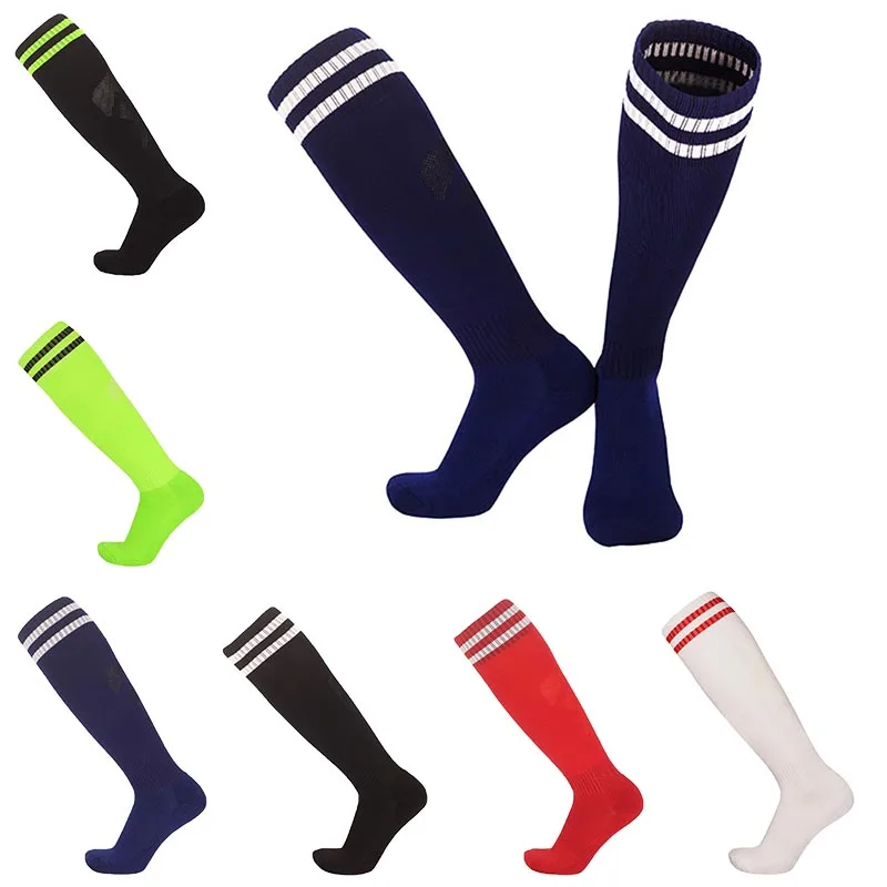 

Bottom Non-Slip Cotton Long Tube Soccer Socks Men's Socks Sports Training Striped Football Compression Socks For Adults Children