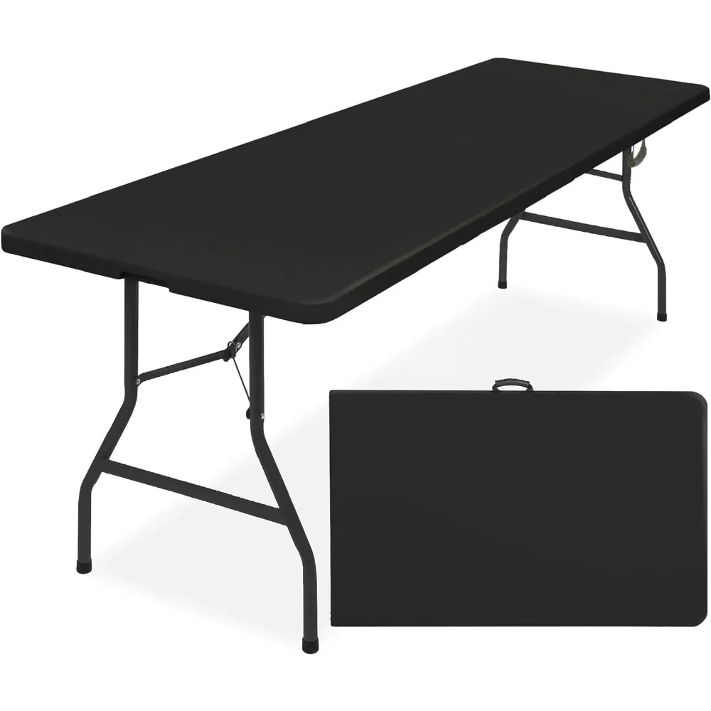 

Simpli-Magic 8ft Plastic Folding Table, Indoor Outdoor Heavy Duty Portable w/Handle, Lock for Picnic, Party, Camping - Black