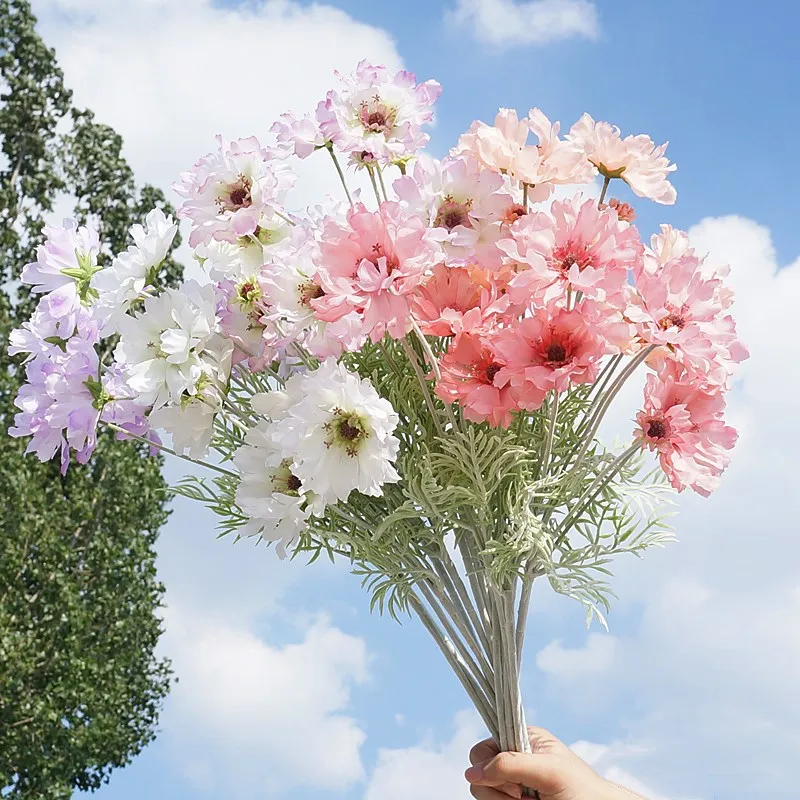 

6PCS Flocked 4 Heads Artificial Flowers Charlotte Peony Fake Flower for Home Office Party Wedding Decoration