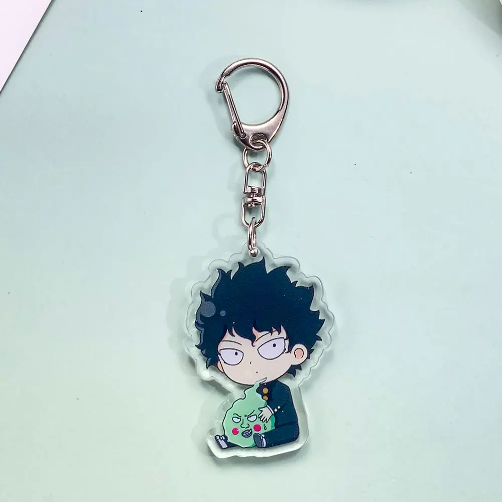 شخصيات أنيمي الغوغاء النفسي 100 الاكريليك سيارة المفاتيح اكسسوارات Kawaii حقيبة Charms ظهره قلادة حلقة رئيسية هدايا للأصدقاء