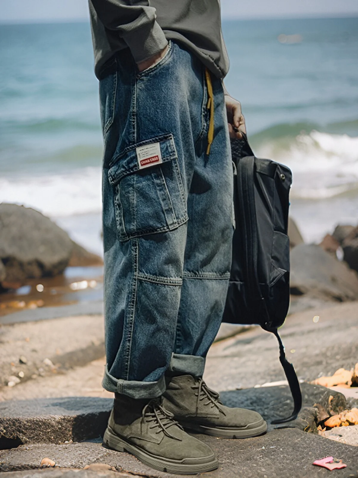 

Мужские рабочие джинсы American Sle свободного кроя с множеством карманов, прямые, больших размеров, модный бренд, коллекция осень-зима