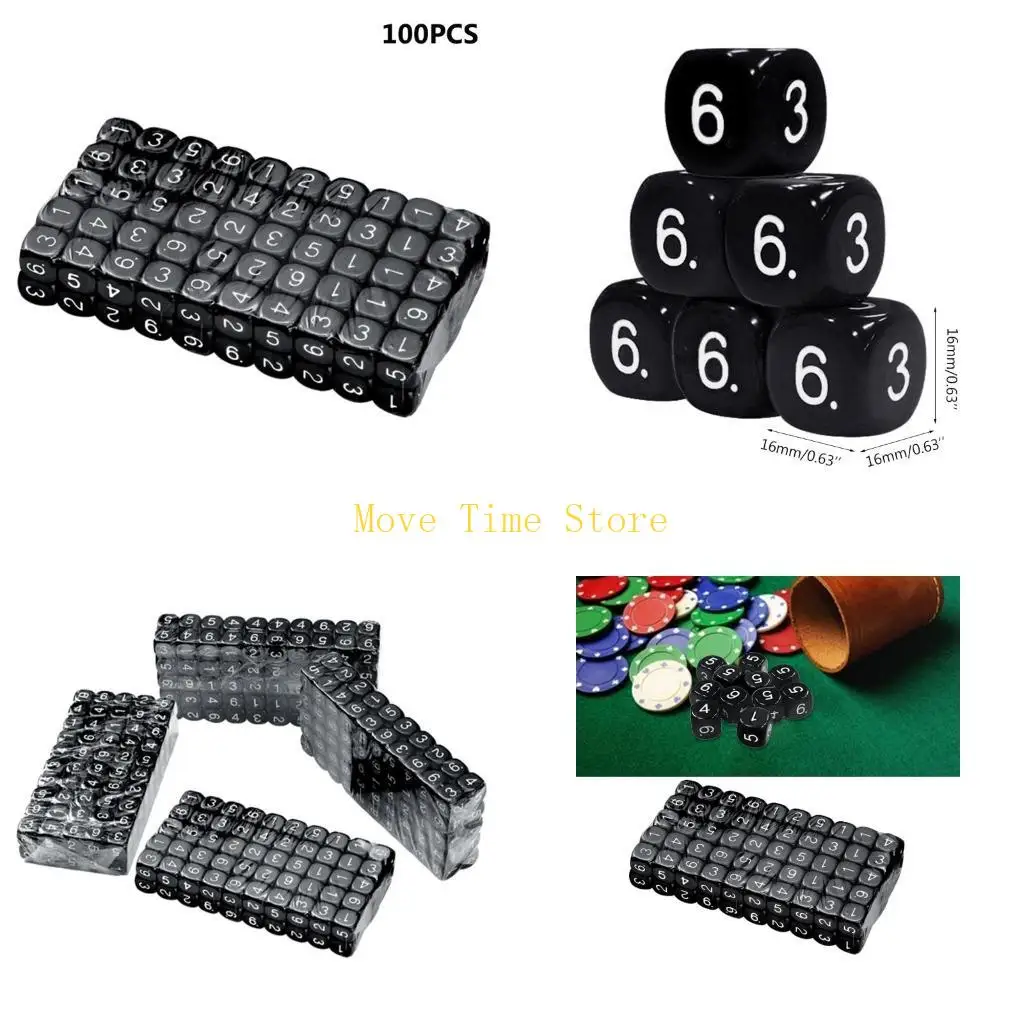 

92ME 10x 16mm Digital 6 Sided Round Corner Acrylic KTV Bar Board Game Dices