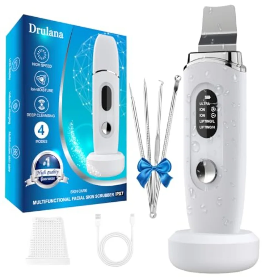 เครื่องขัดผิว Face Skin Spatula ไม้พายขัดผิวหน้า Black Remover เครื่องมือ 4 โหมดจอแสดงผล LCD กันน้ํา