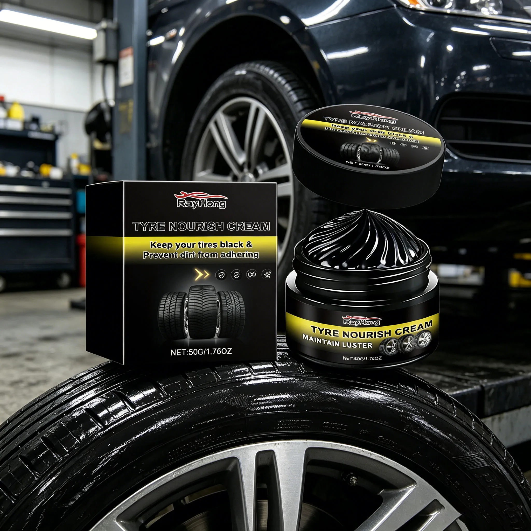 Black Shiny Tire Wax Clean Impurities Restore Gloss Blocking UV Radiation Prevents Cracks Scratch Protection Tire Polish Cream