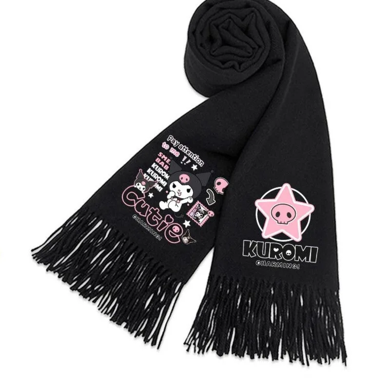 Sanrio Kuromi Soft Plush Scarf Cute Anime Solid Scarf Fashion Couple Scarf Kawaii Boys Girls Scarf Casual Cardigan For Women