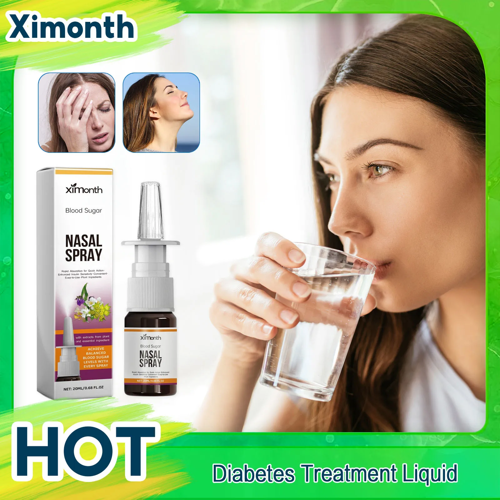 Anti Diabetes Spray Stabilize Blood Glucose Reduce High Blood Sugar Clean Blood Vessel Treat Headache Hyperglycaemia Health Care