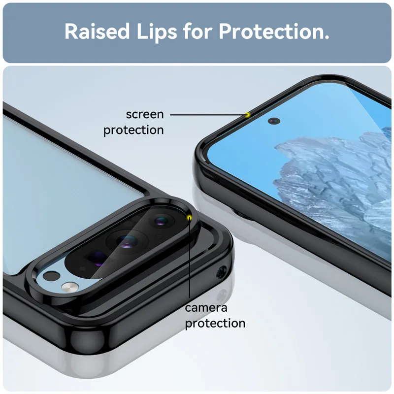 حافظة لهاتف جوجل بيكسل 9 برو لهاتف جوجل بيكسل 8A 7A 6A 7 8 9 Pro غطاء ملون بحافة ناعمة من السيليكون الشفاف المقاوم للصدمات