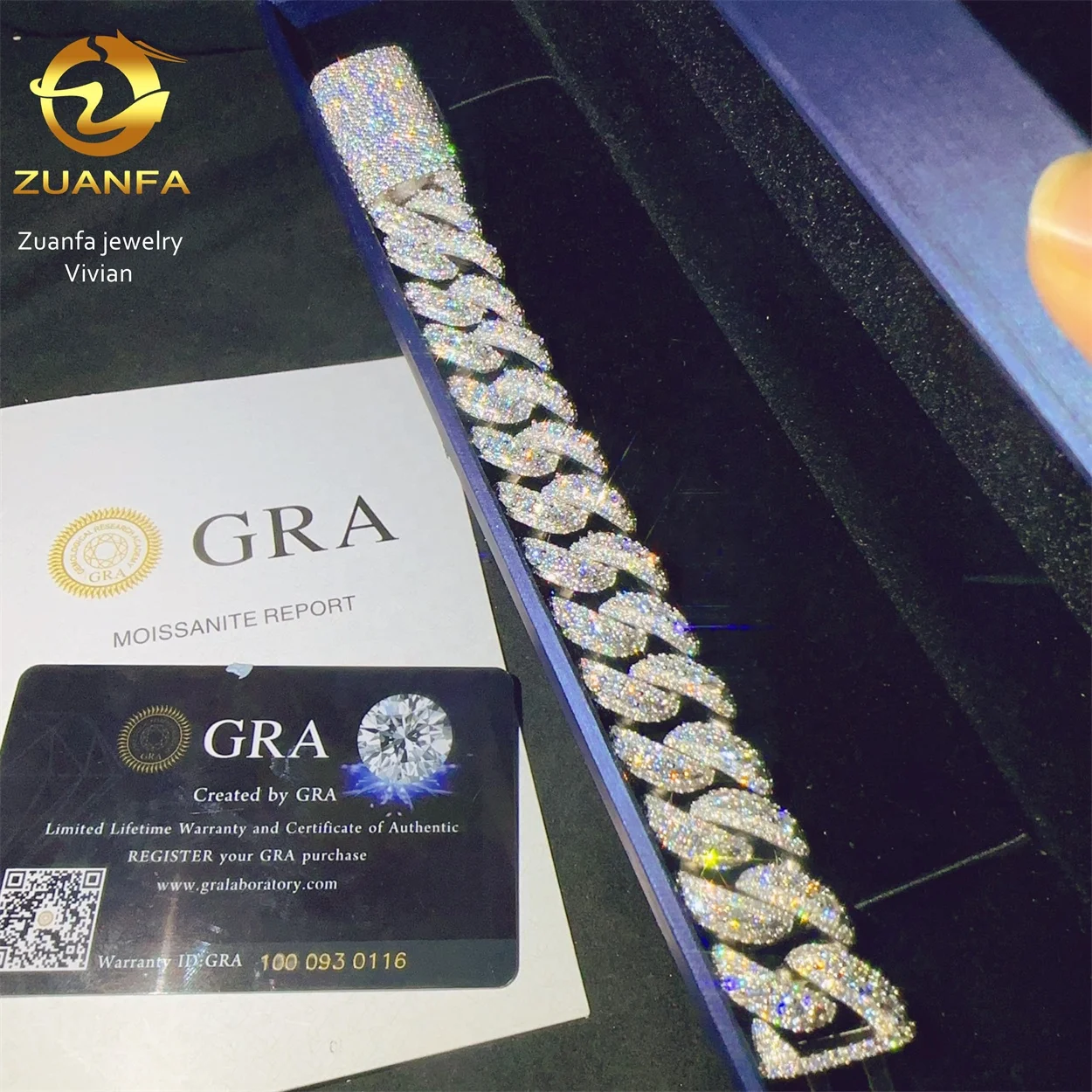 VVS 18mm Moissanite Diamond Cuban Link Chain 925 Sterling Silver Cuban Link Chain Hip Hop Miami Cuban Link Chain Bracelet..