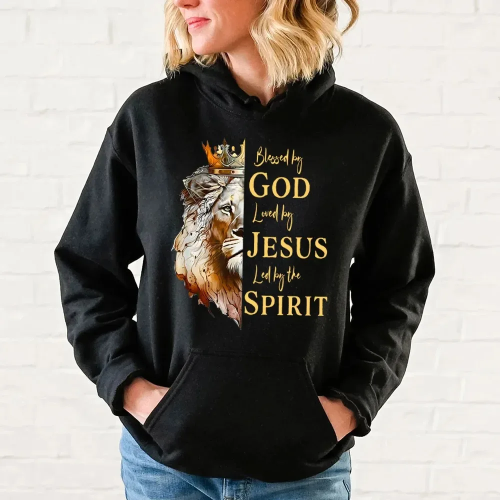 

Толстовка Blessed By God Loved By Jesus Led By The Spirit, мужская и женская толстовка с длинными рукавами, пуловер, топы, женская одежда