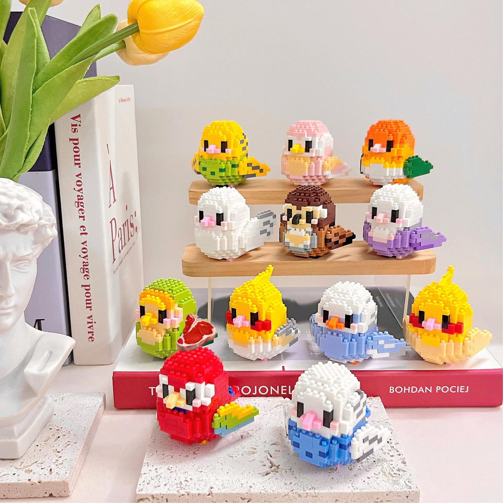 12 style Mini Building Blocks 3D Bird Series Cute Parrot Model Bricks Set Assemble Educational Building  toys for Kids Gifts