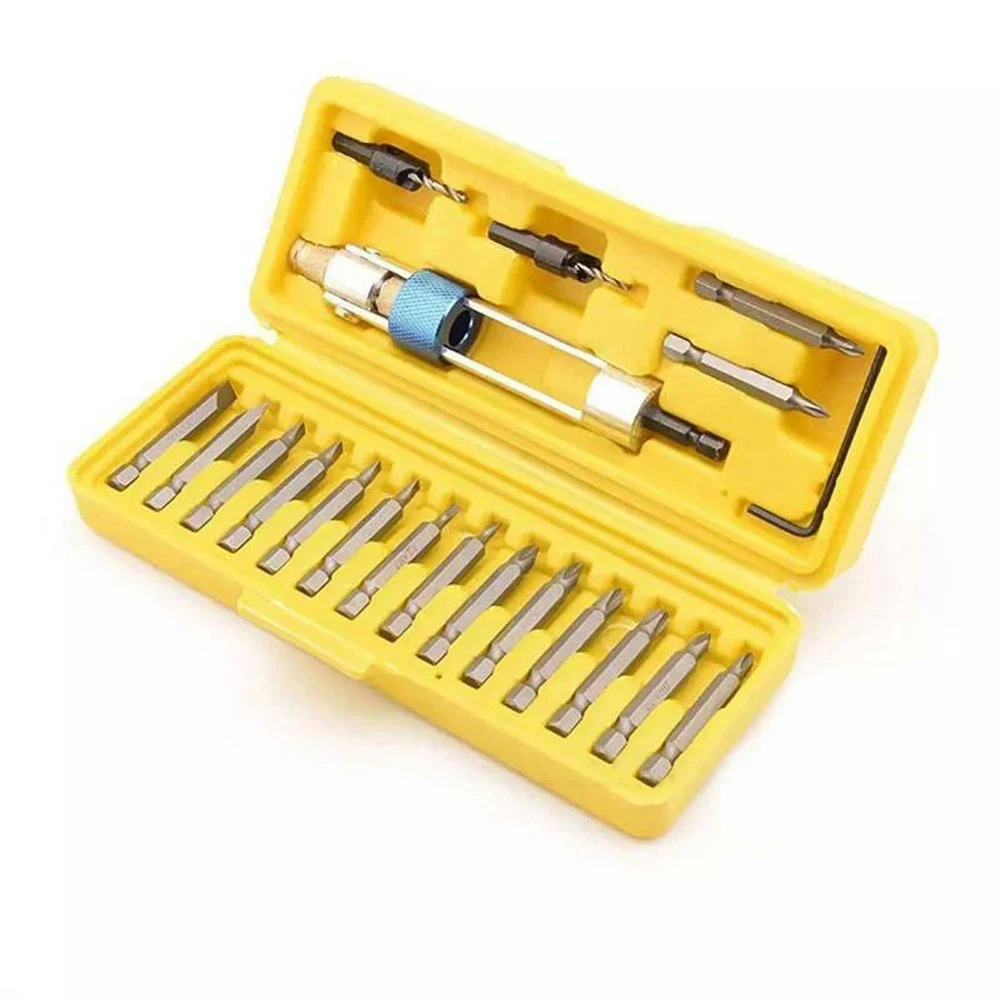 

Flip Drive Half Time Drill Driver with 18 Piece Bit Set Includes Cross Slot Flat Countersunk and Wrench in Plastic Storage Case