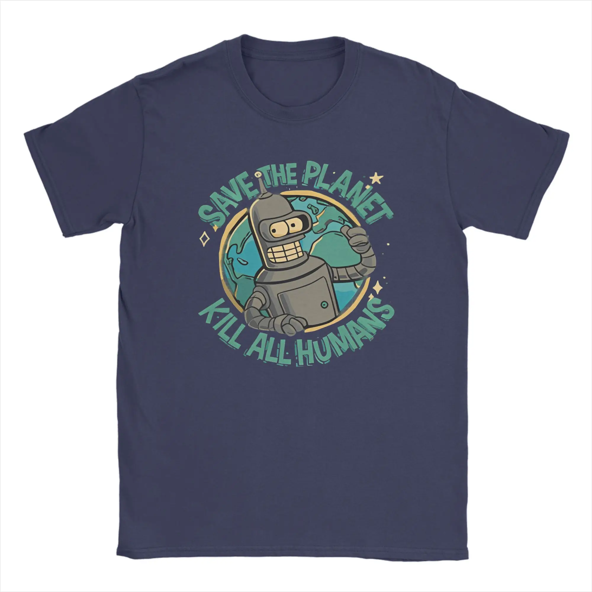 حفظ الكوكب قتل جميع البشر Futurama Merch الرجال والنساء تي شيرت 2025 الصيف تي شيرتات قطن الجرافيك المطبوعة تي شيرت