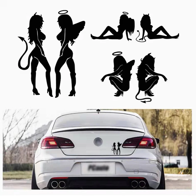 Personality Styling Reflective Auto Car Vehicle Motorcycle Devil Angel Beauty Sexy Girls for Car Trunk Decoration Decal Sticker