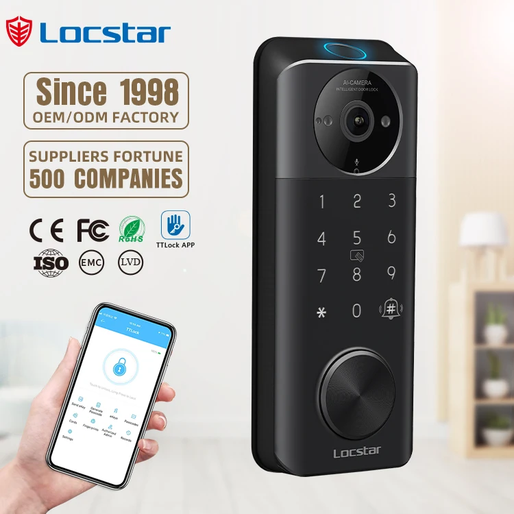 

Locstar Fechadura Eletronic Cerradura De Puerta TTlock Biometric Fingerprint Deadbolt Keyless Entry Smart Door Lock With Camera