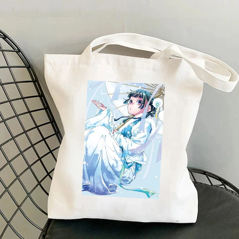 Anime The Apothecary Diaries Canvas Shoulder Bag Large Capacity Travel Tote Bag Eco-Friendly Shopping Bags Cosplay Party Gift