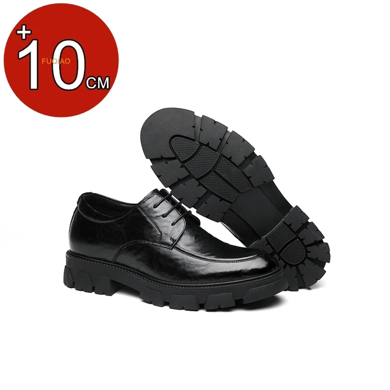 

Мужские модельные туфли из коровьей кожи, увеличивающие рост 5/8/10 см, свадебные деловые оксфорды на толстой подошве, дышащие, удобные, формальные