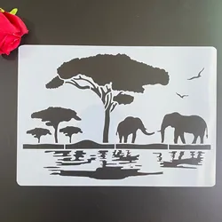 A4 29 *21cm DIY  Stencils wall  Painting Scrapbook Coloring Embossing Album Decorative Paper Card Template wall African elephant