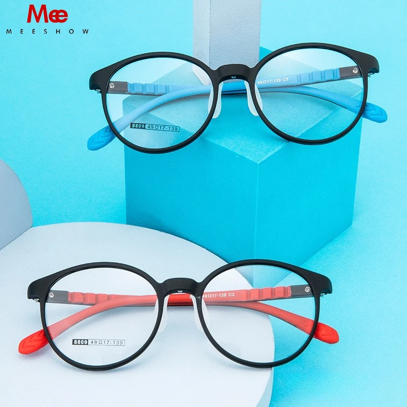 MEESHOW New Kids Eyeglasses Frame Ultra Light Soft Silicon Prescription Myopia Glasses Children Customized Lenses