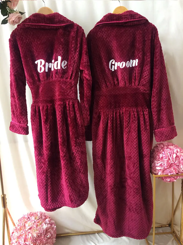 

Valentines Day Gift Matching Long Bathrobes Mr and Mrs Customized Bathrobes Groom and Bride Custom Robe Honeymoon Long Robes New